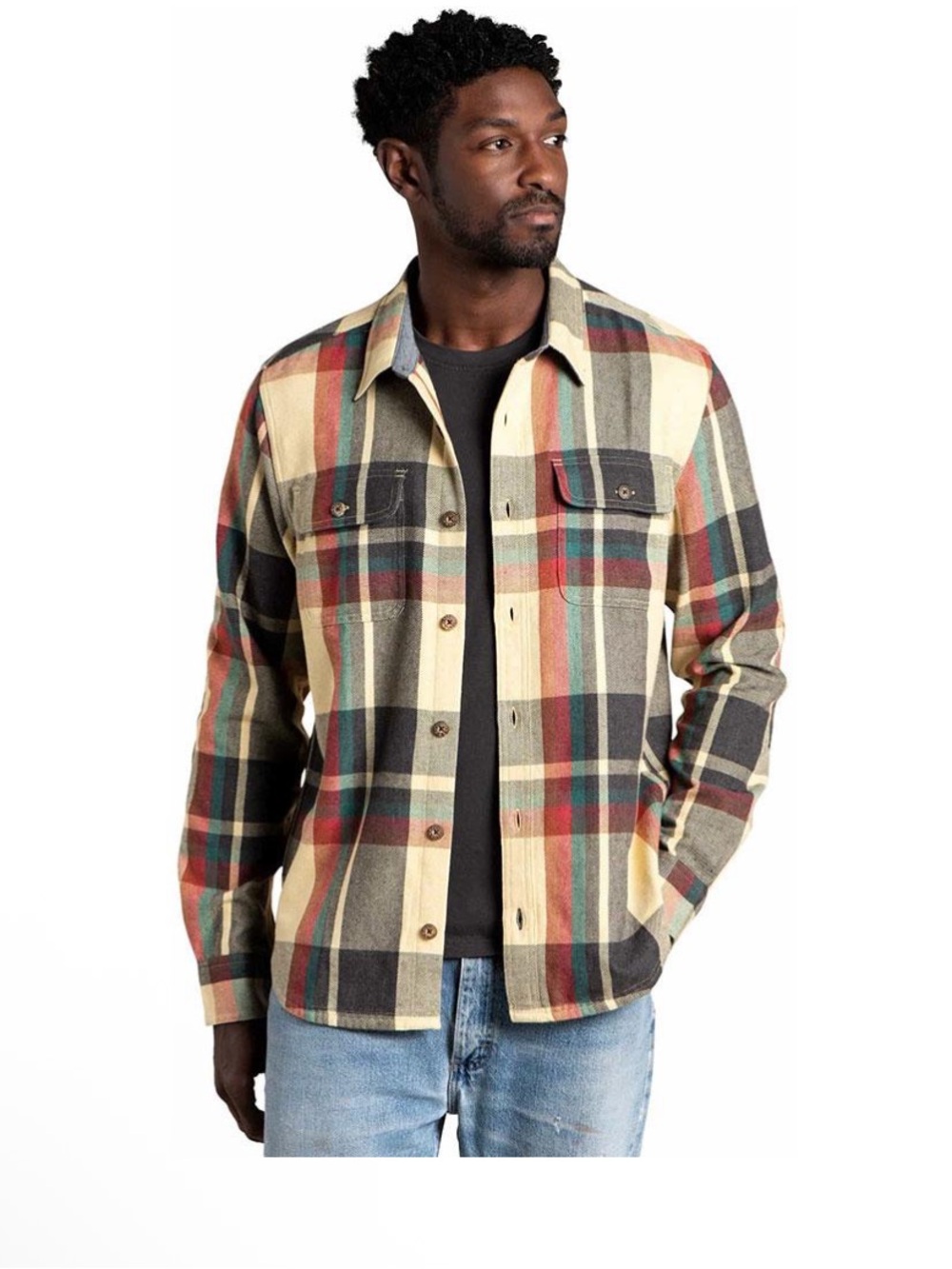 Toad and Co Sz L Ranchero Plaid Flannel Long Sleeve Retro Recycled Button Shirt
